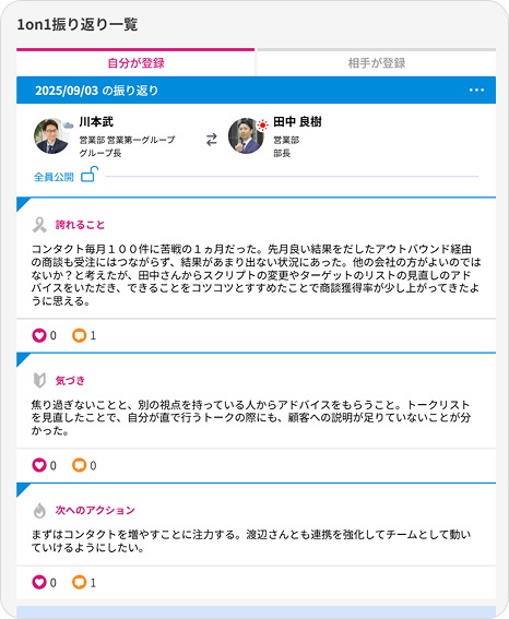 1on1と連動できる
